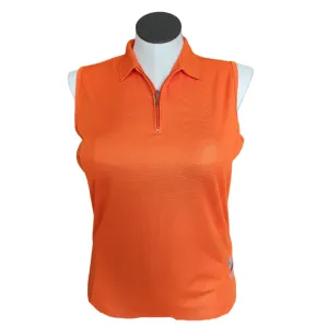 Bermuda Sands Zip Textured Orange Sleeveless Ladies Golf Top Size L
