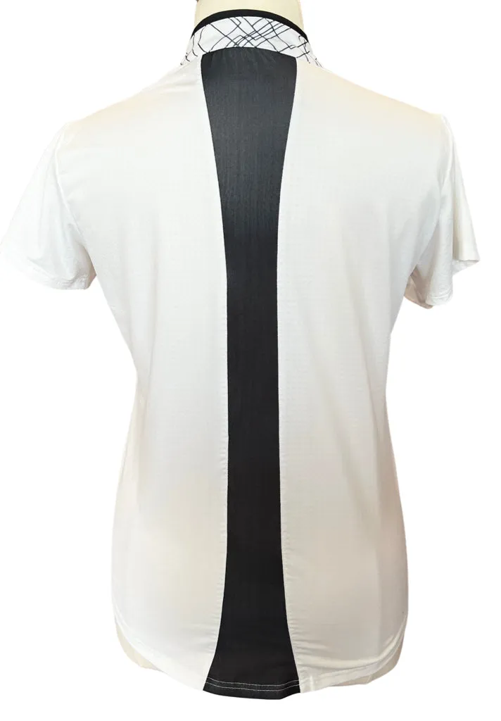 Better & Court White and Black Geometric Line Print 1/4 Zip Golf Polo Size L. MSP$78