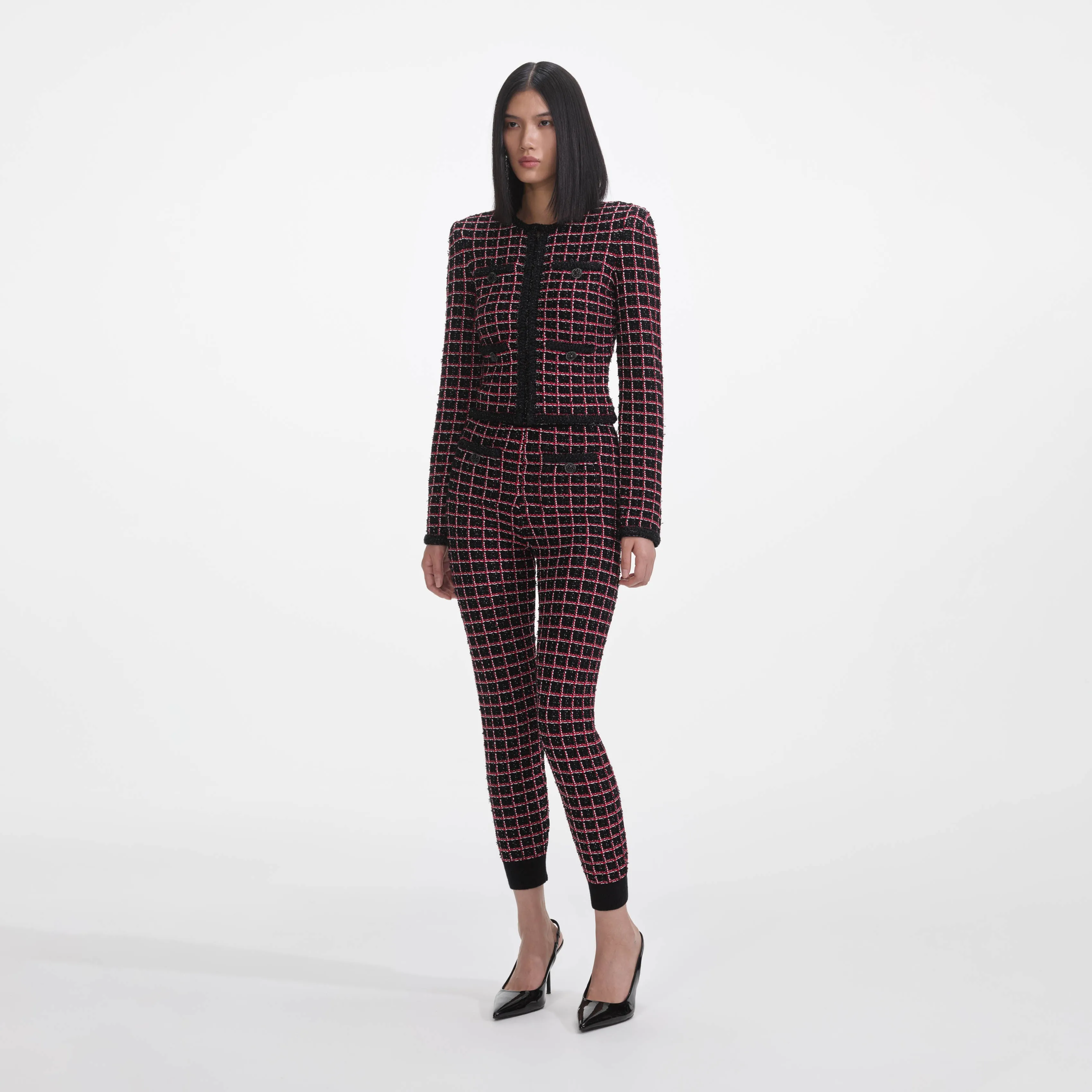 Black And Red Check Cardigan Self Portrait