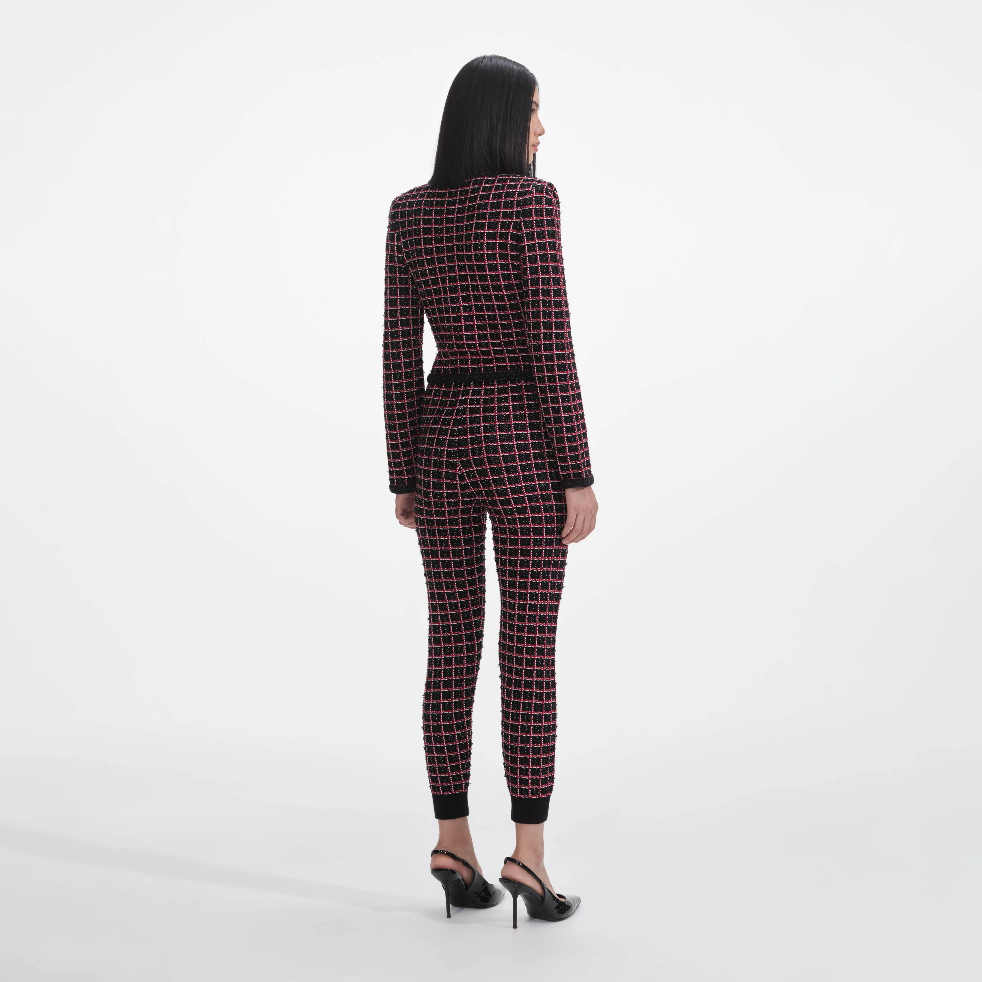 Black And Red Check Cardigan Self Portrait
