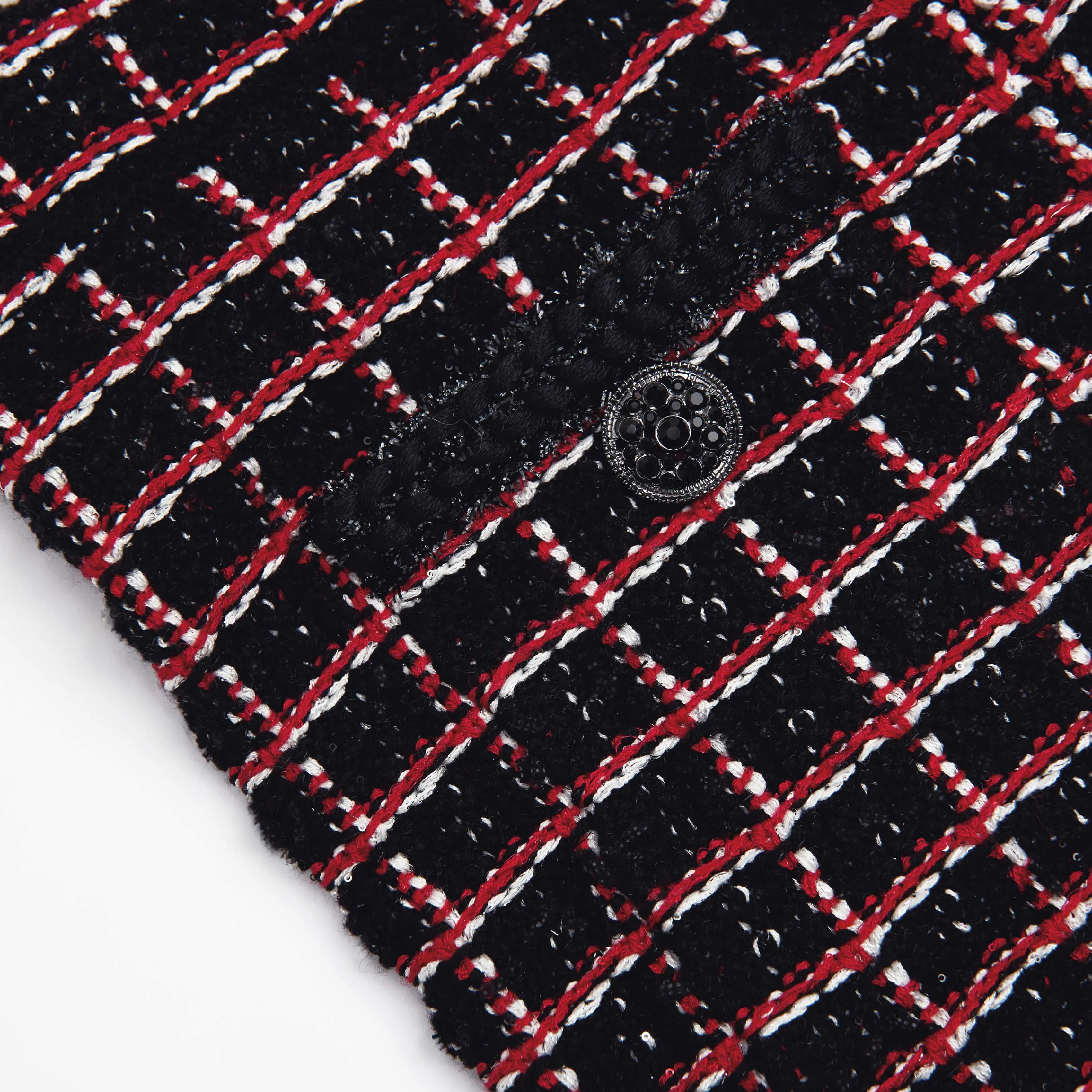 Black And Red Check Knit Leggings Self Portrait