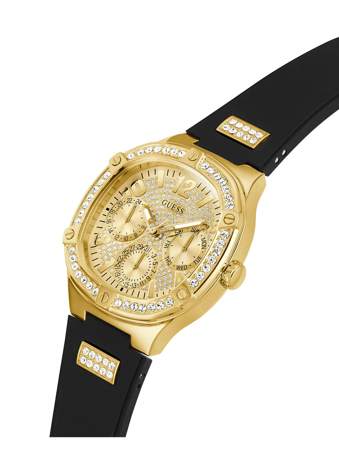 Black Champagne Duchess Crystal Silicone Watch Guess
