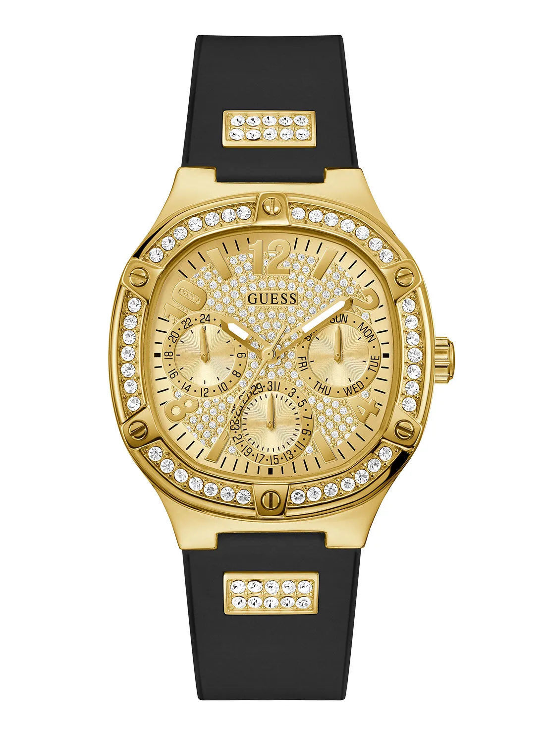 Black Champagne Duchess Crystal Silicone Watch Guess