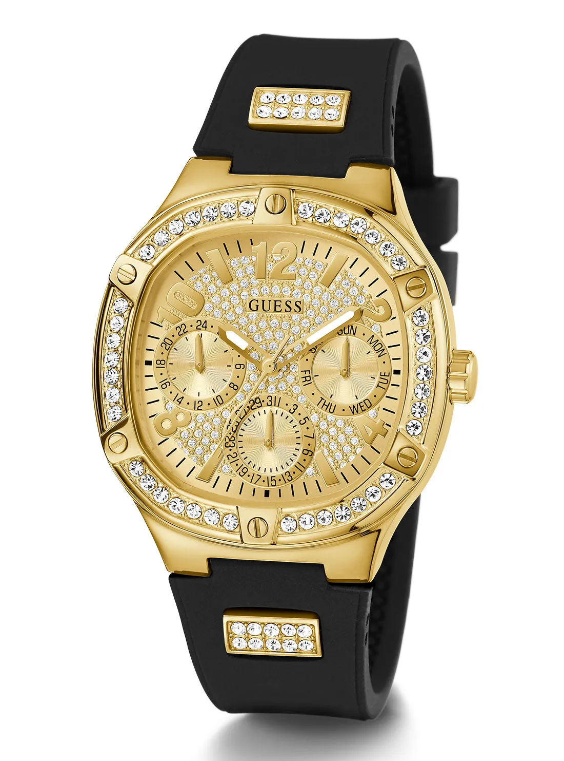 Black Champagne Duchess Crystal Silicone Watch Guess