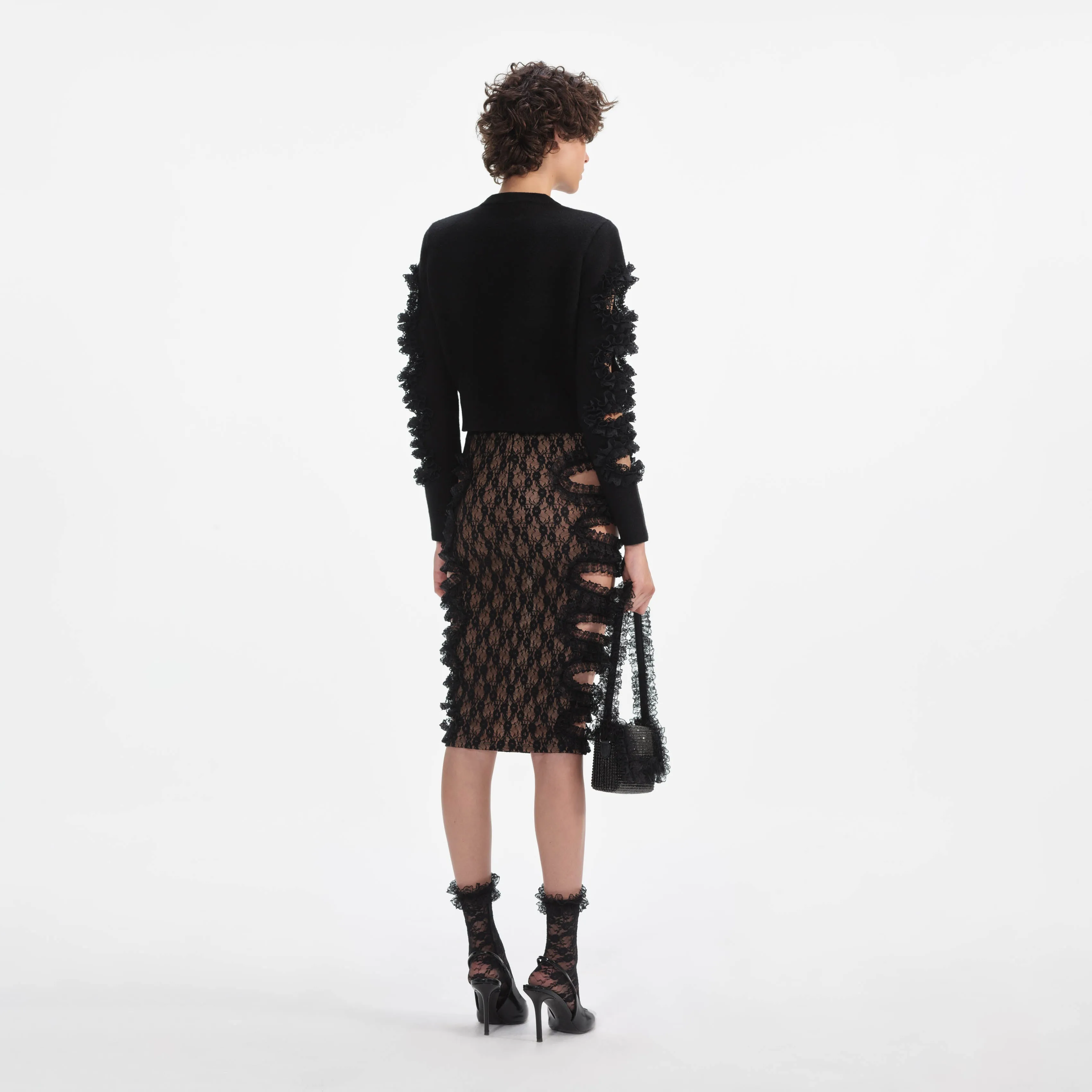 Black Cut Out Lace Detail Jumper Self Portrait