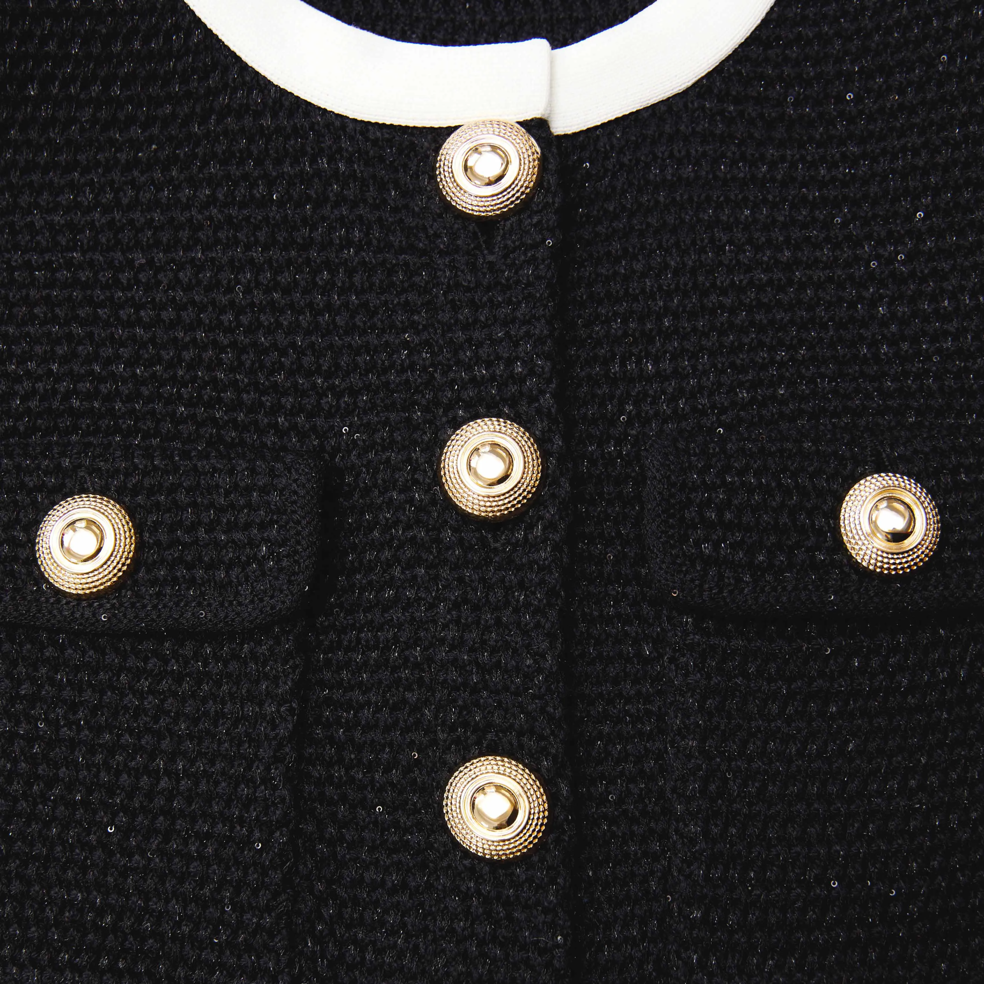 Black Knit Contrast Collar Mini Dress Self Portrait