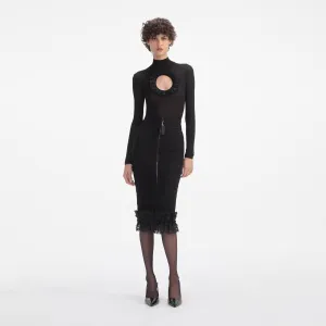 Black Knit Cut Out Bodysuit Self Portrait