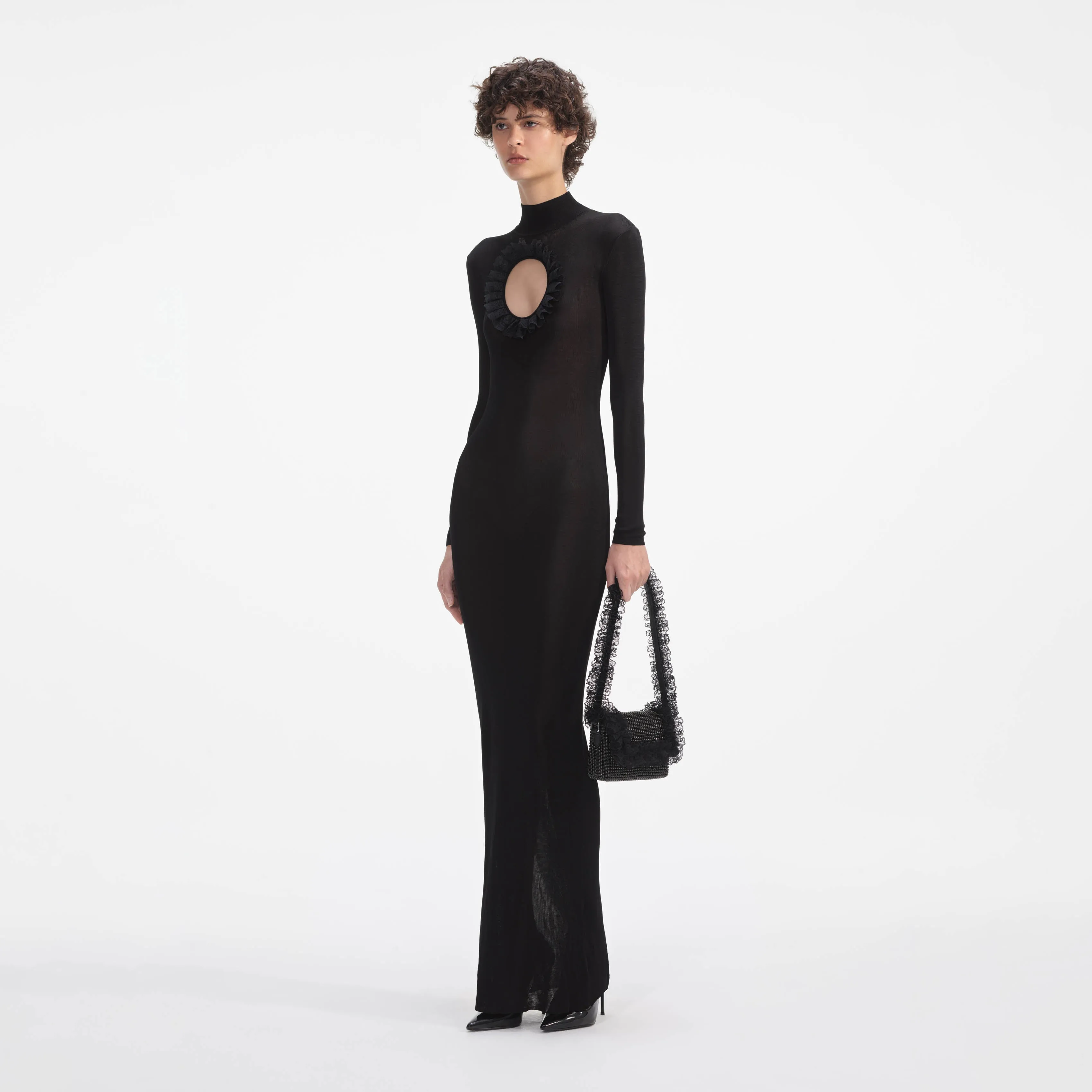Black Knit Cut Out Maxi Dress Self Portrait