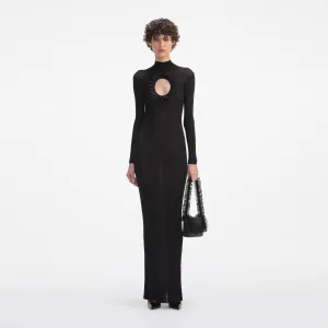 Black Knit Cut Out Maxi Dress Self Portrait