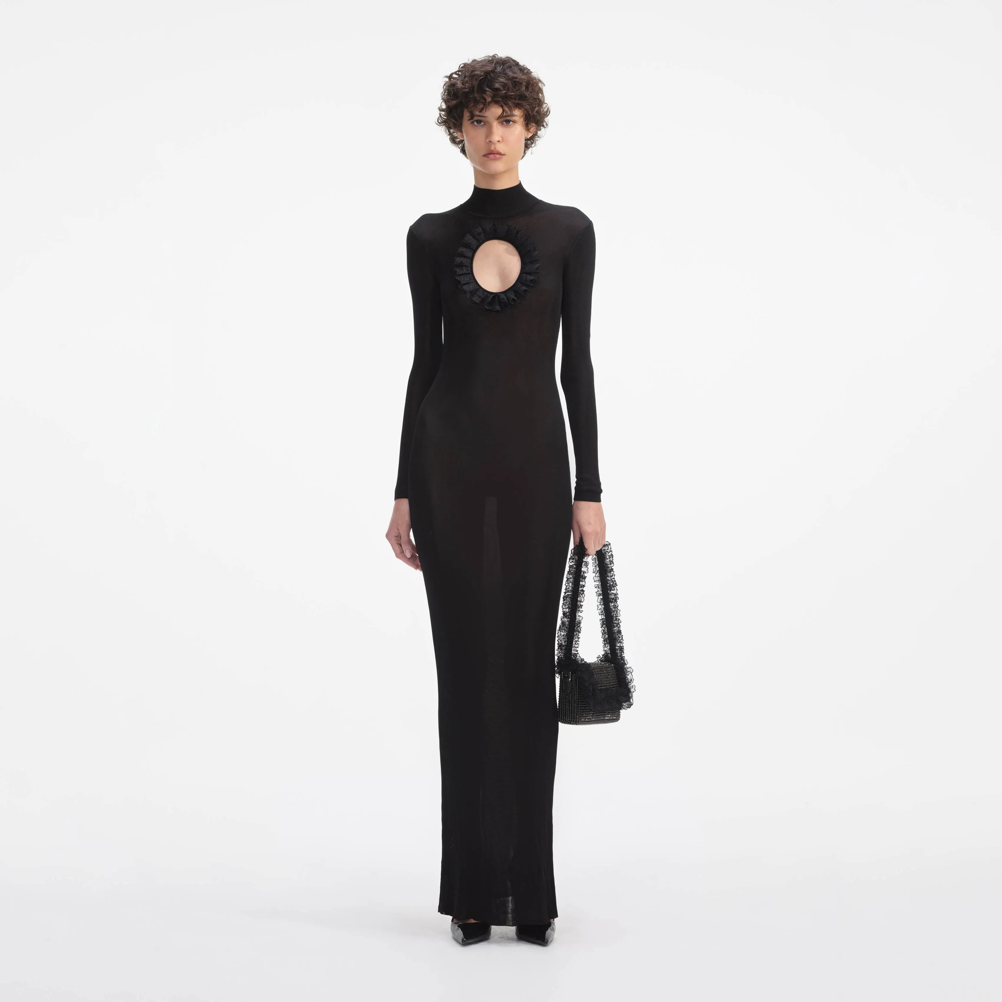 Black Knit Cut Out Maxi Dress Self Portrait