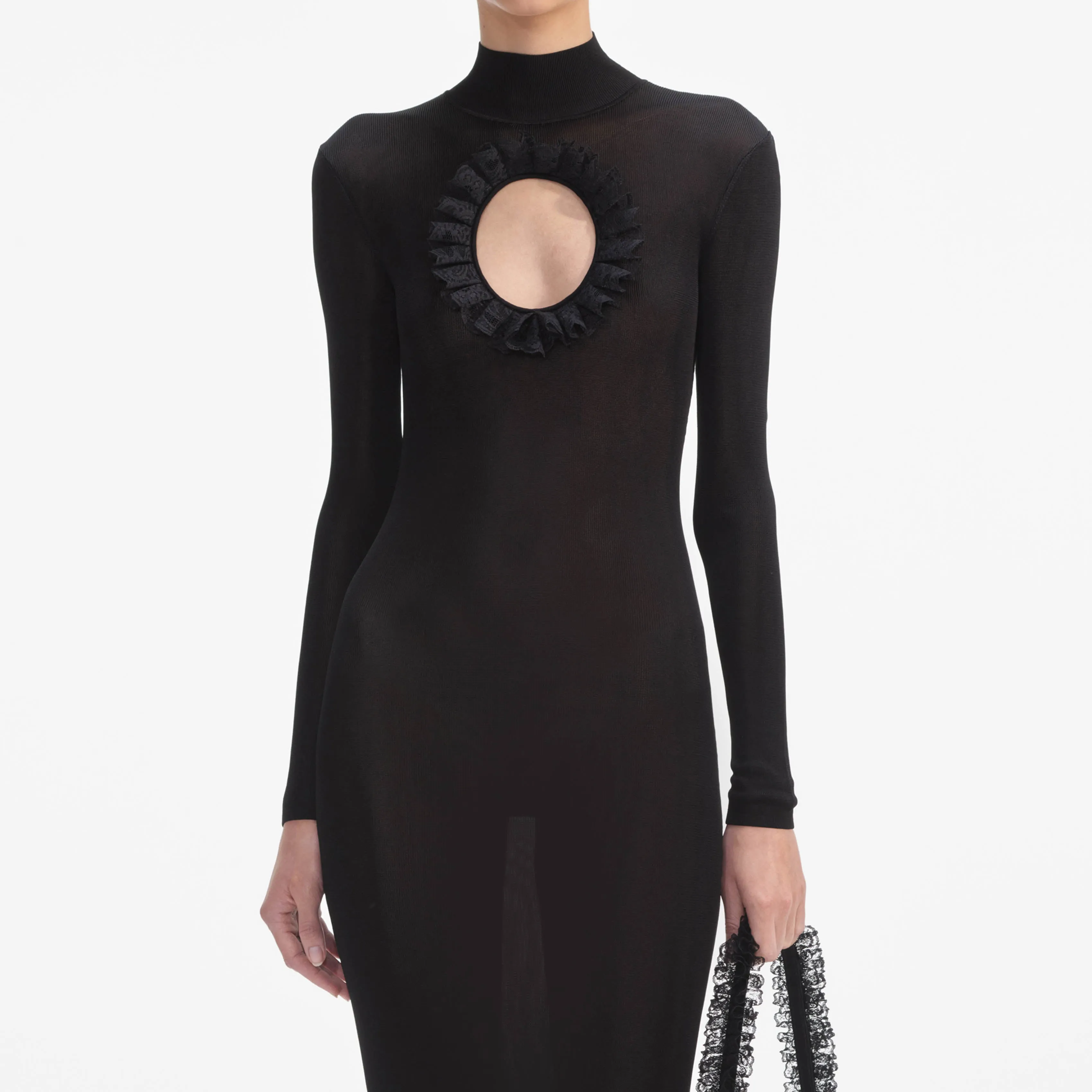 Black Knit Cut Out Maxi Dress Self Portrait
