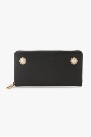Black Retro Button Wallet Annasui