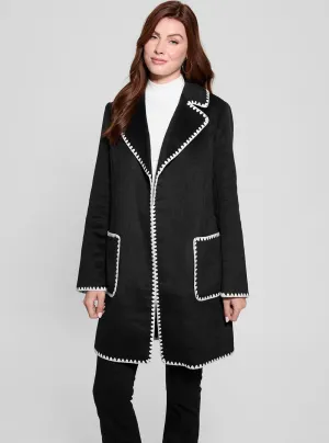 Black Victoire Wrap Belt Coat Guess