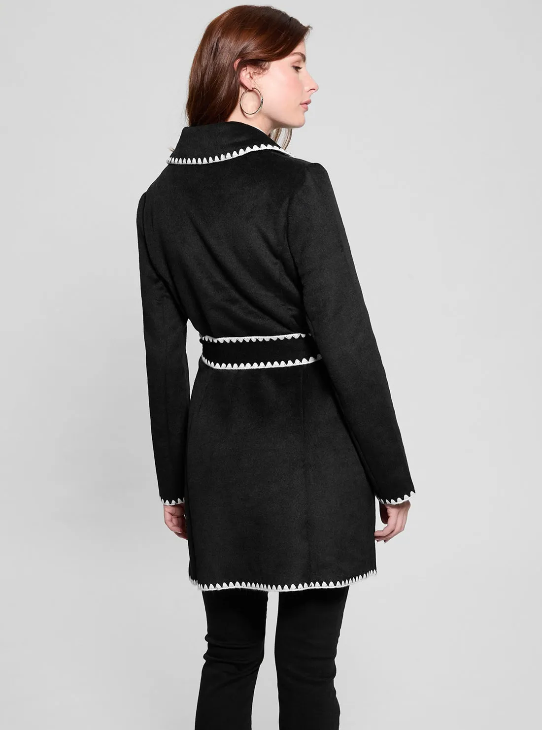 Black Victoire Wrap Belt Coat Guess