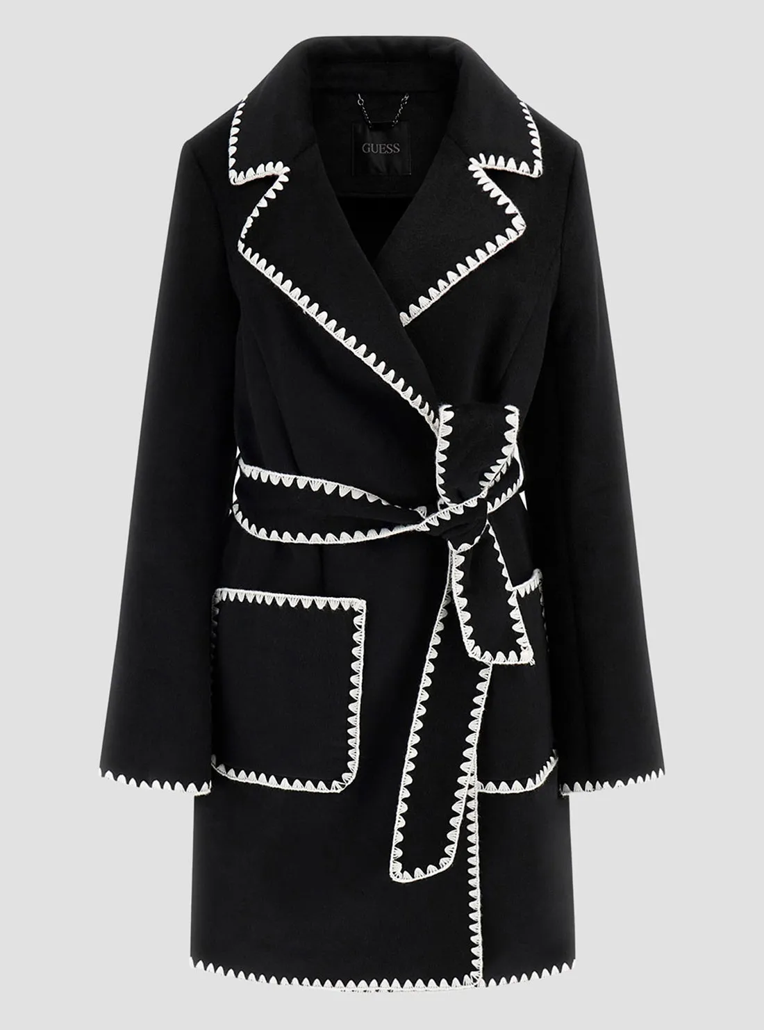 Black Victoire Wrap Belt Coat Guess