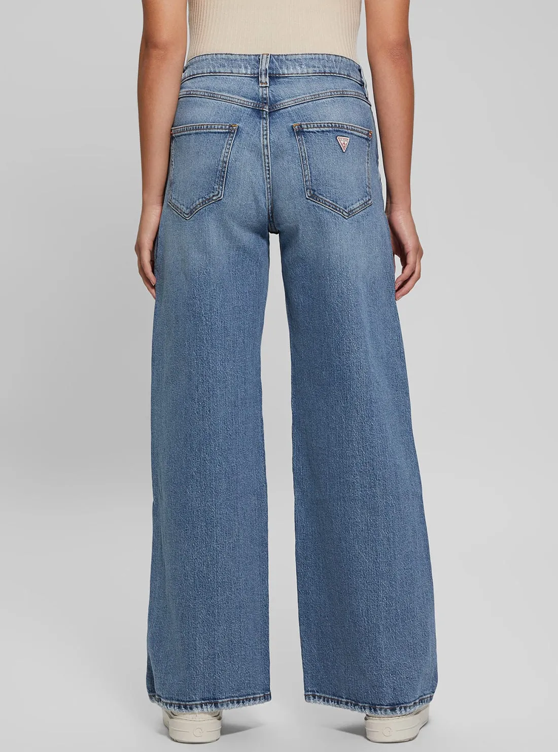 Blue Denim Bellflower Wide Leg Jeans Guess