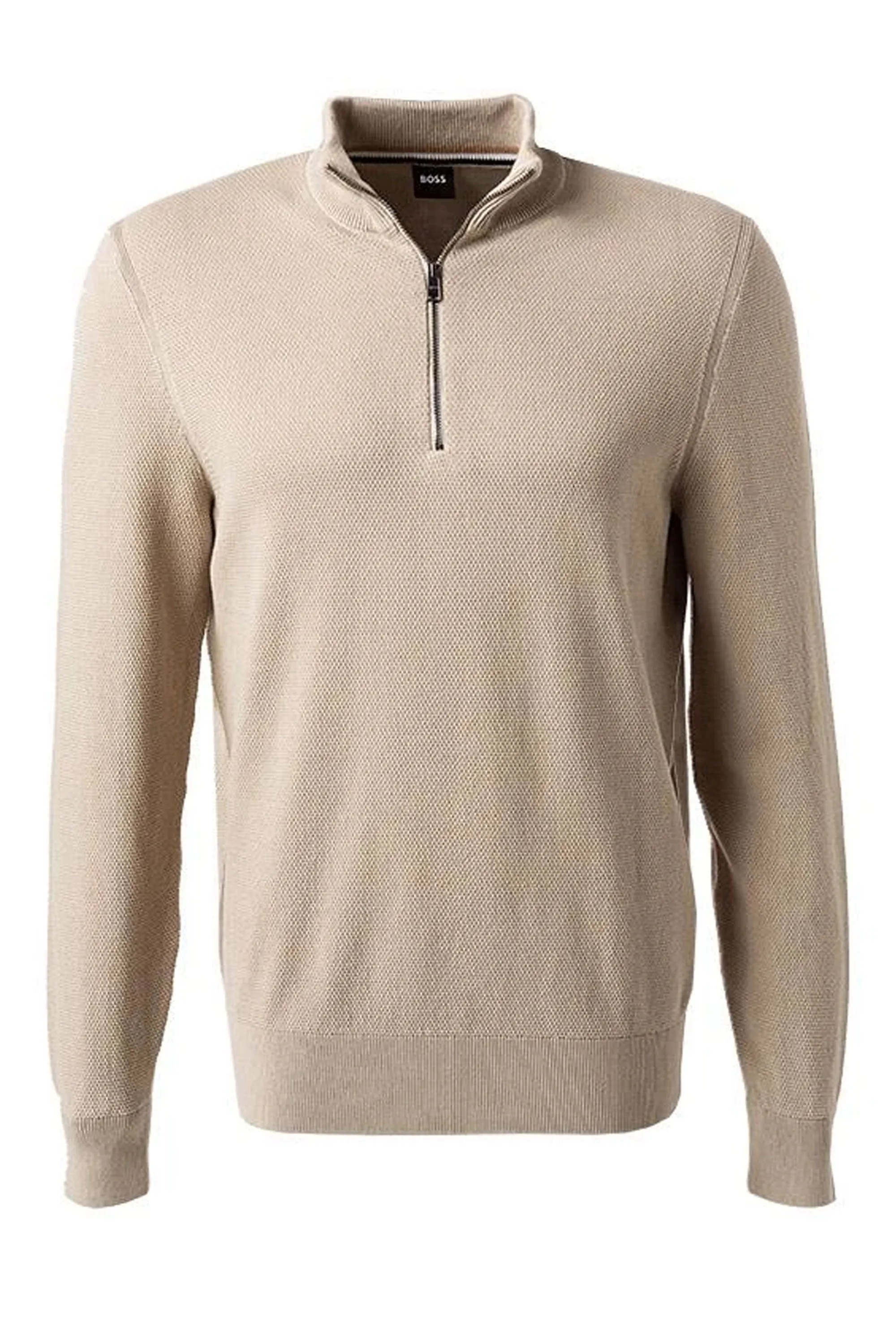 Boss Ebrando Half Zip Knitwear Dark Beige