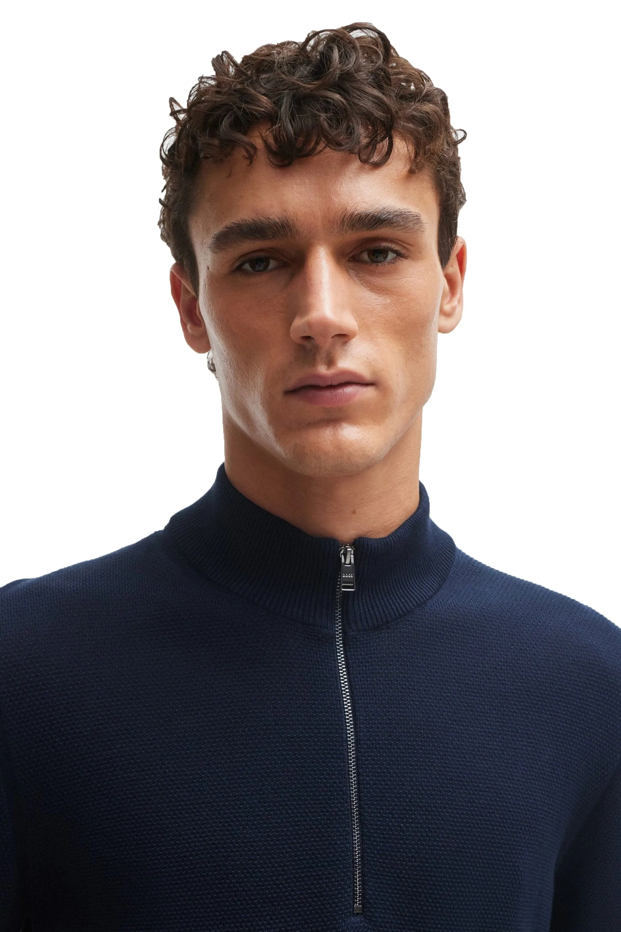 Boss Ebrando P Half Zip Knitwear Dark Blue