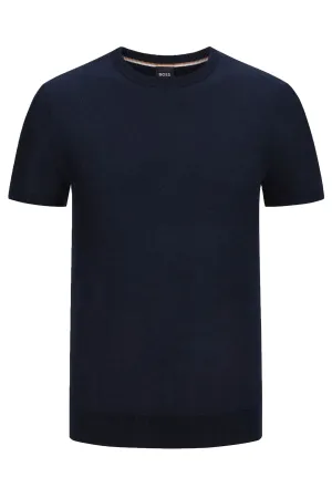 Boss Tantino Short Sleeved Crew Neck Knitwear Dark Blue