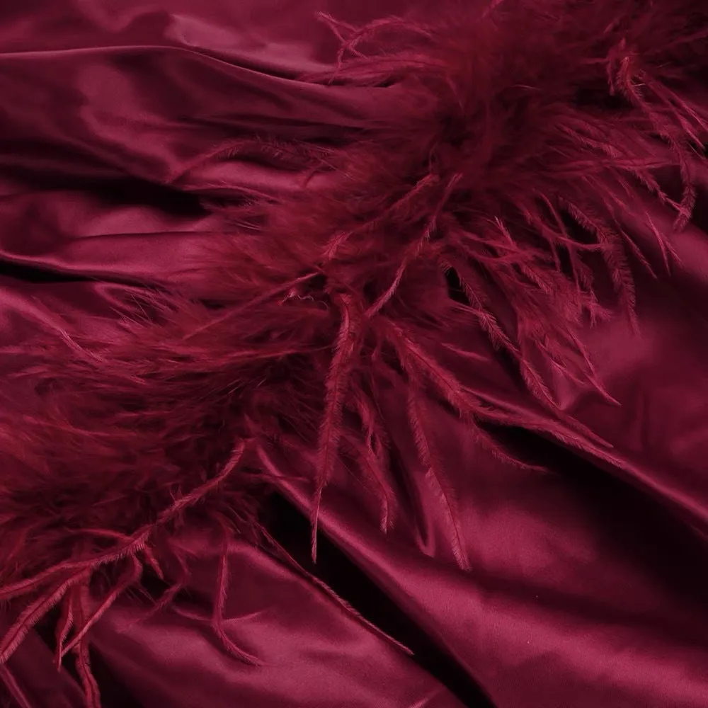 burgundy feather embellished strapless mini dress Gloria Lanvin