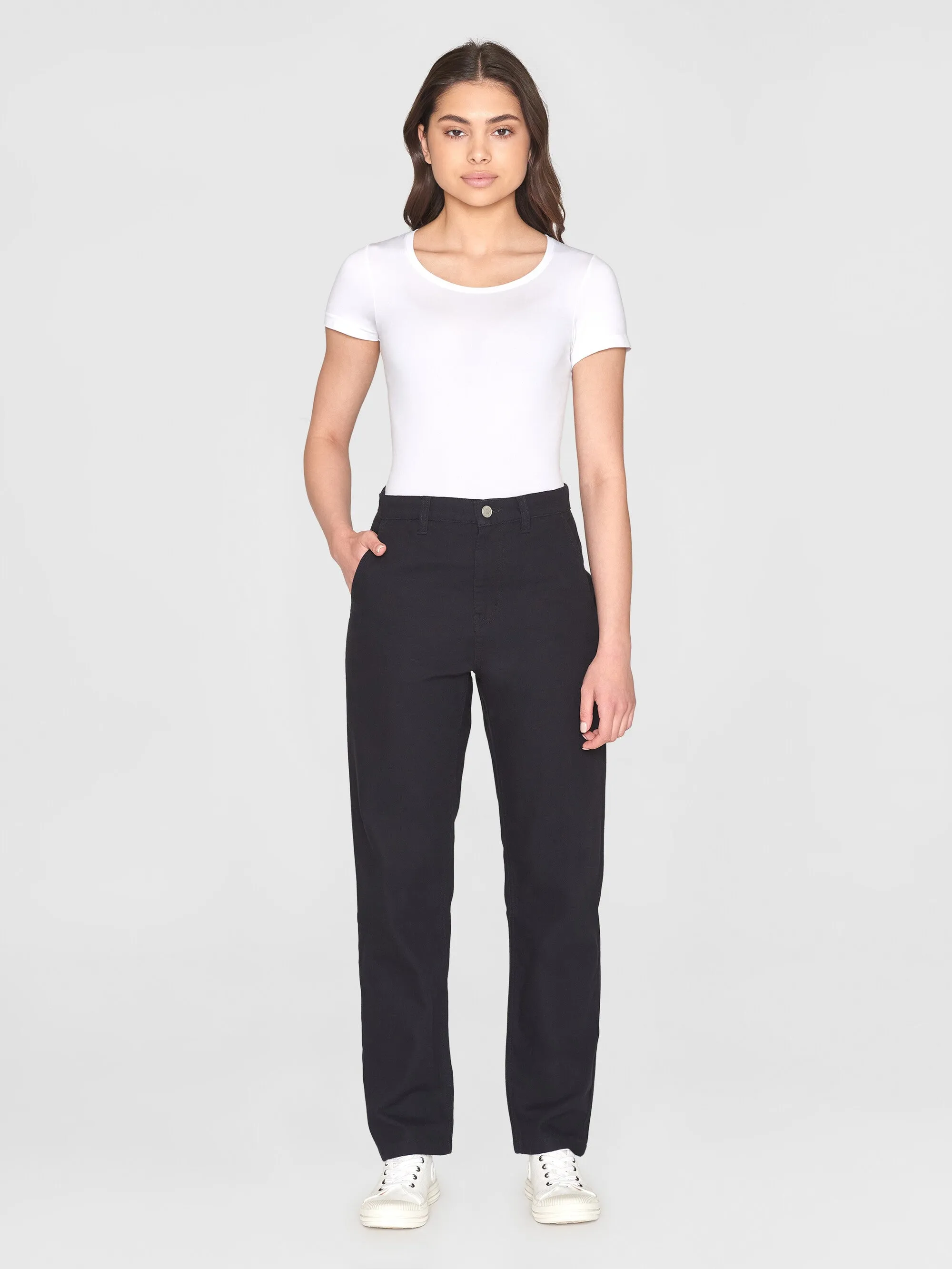 CALLA tapered canvas pant - Black Jet Knowledge Cotton