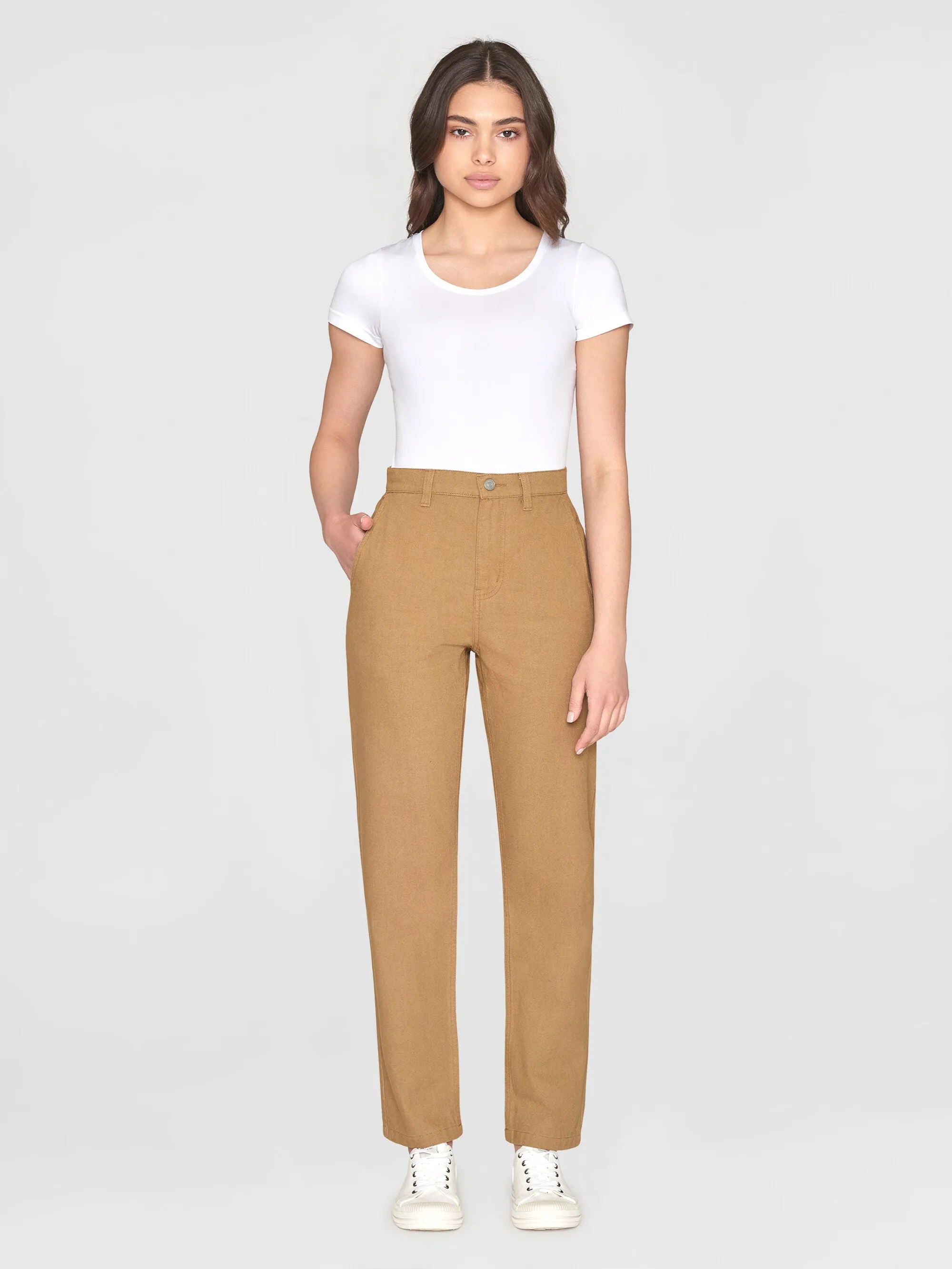 CALLA tapered canvas pant - Kelp melange Knowledge Cotton