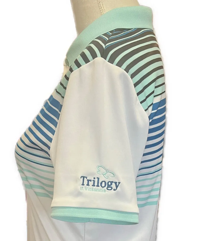 Callaway Blue Multicolor Striped Short Sleeve Women's Golf Polo w/logo Size M