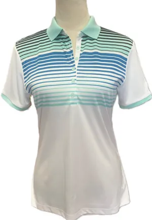 Callaway Blue Multicolor Striped Short Sleeve Women's Golf Polo w/logo Size M