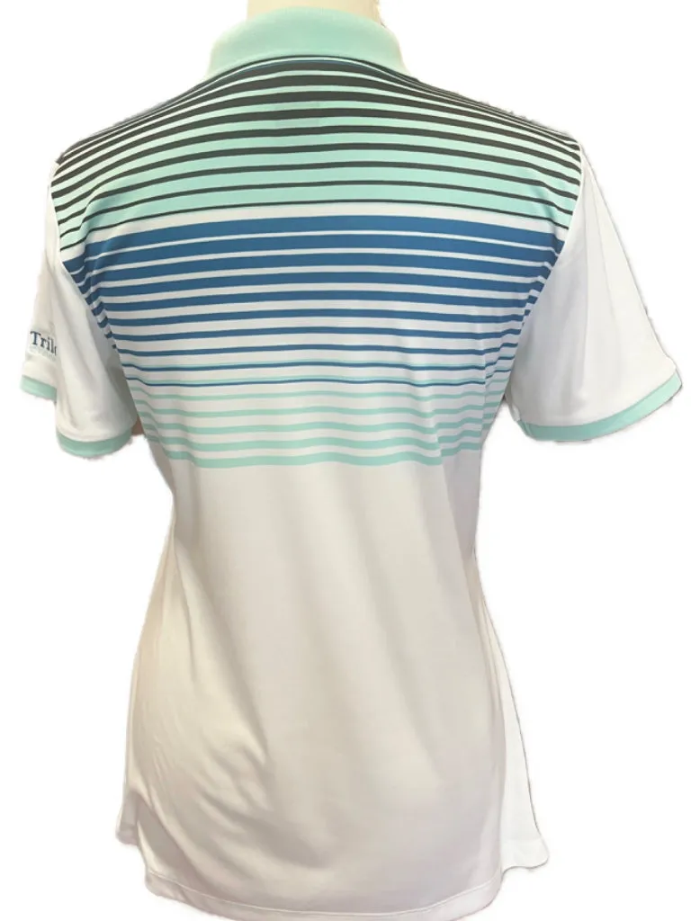 Callaway Blue Multicolor Striped Short Sleeve Women's Golf Polo w/logo Size M