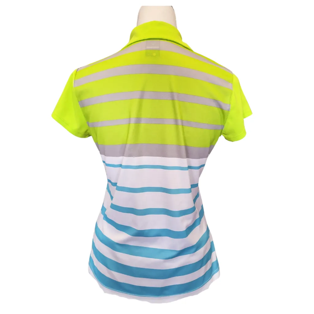 Callaway Yellow, Gray & Teal Striped Women's Short Sleeve Golf Top Size S