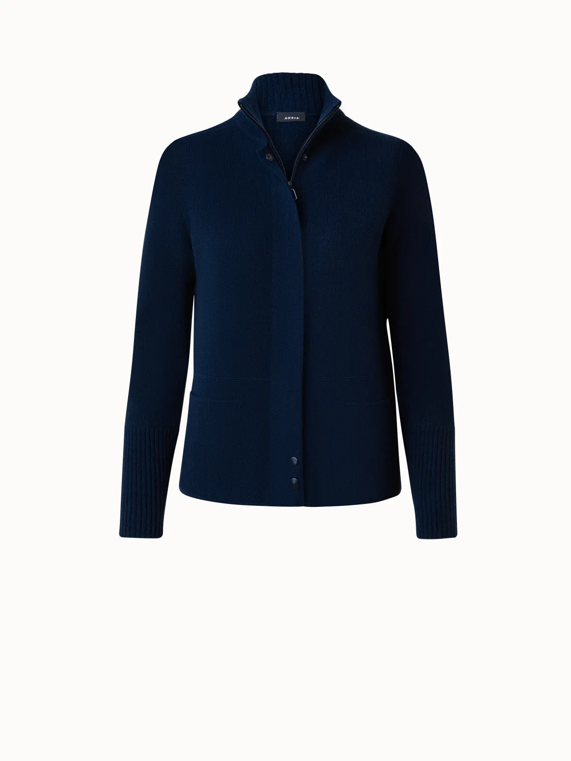 Cashmere Piqué Knit Zip Cardigan Akris