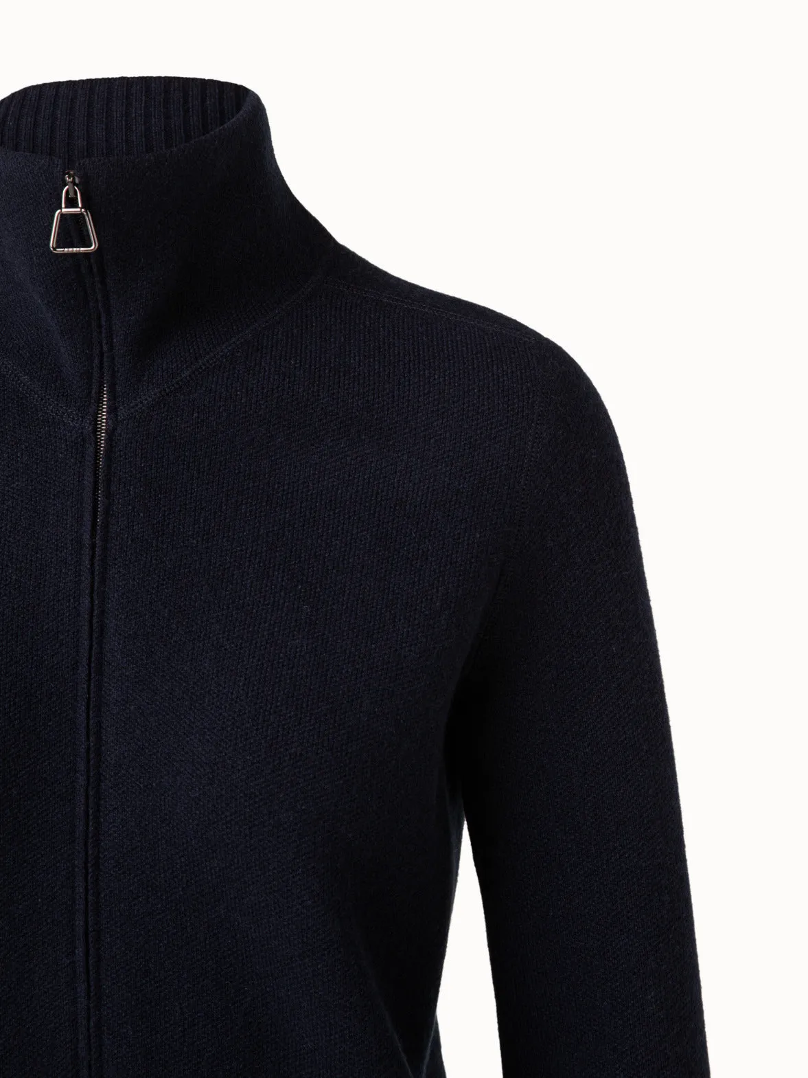 Cashmere Piqué Knit Zip Cardigan Akris