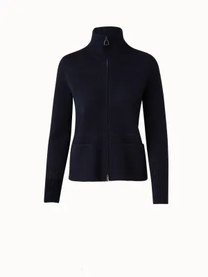 Cashmere Piqué Knit Zip Cardigan Akris