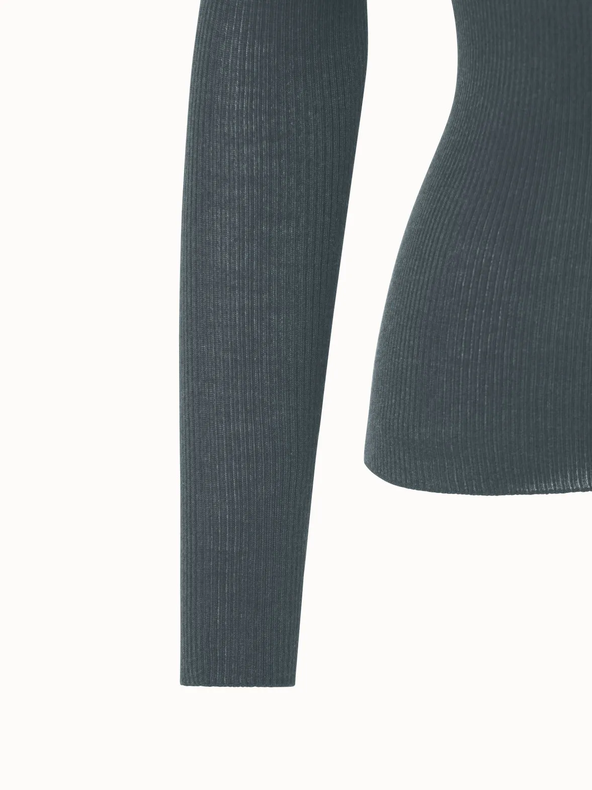 Cashmere Silk Fine Rib Mockneck Akris