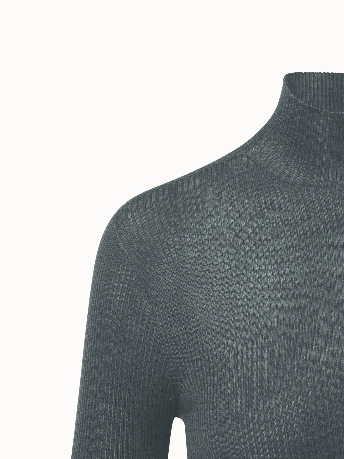 Cashmere Silk Fine Rib Mockneck Akris