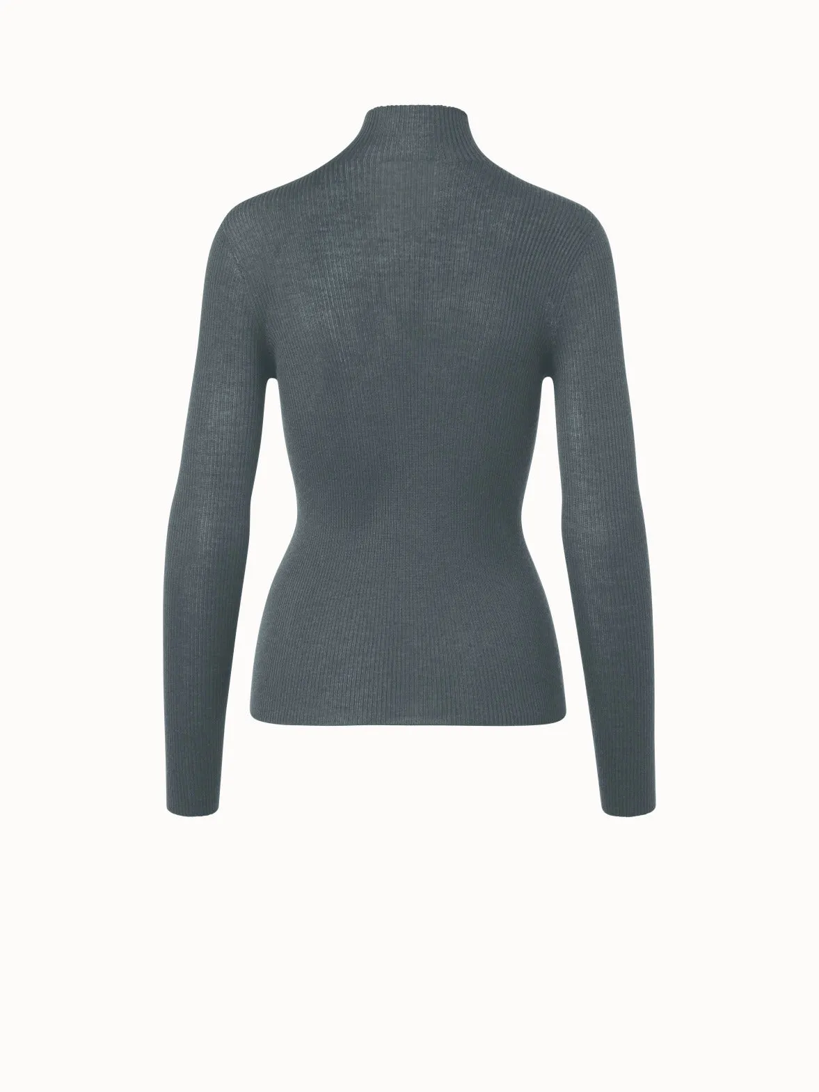 Cashmere Silk Fine Rib Mockneck Akris