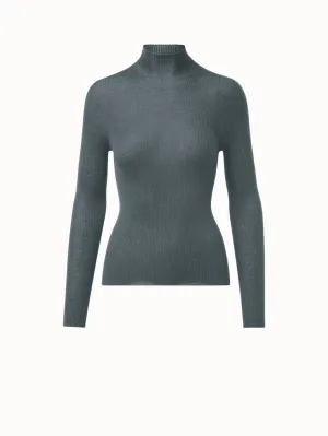 Cashmere Silk Fine Rib Mockneck Akris