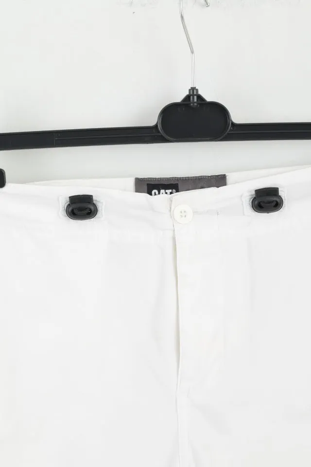 CAT Womens S Trousers White Castro Cotton Blend Lightweight Pants