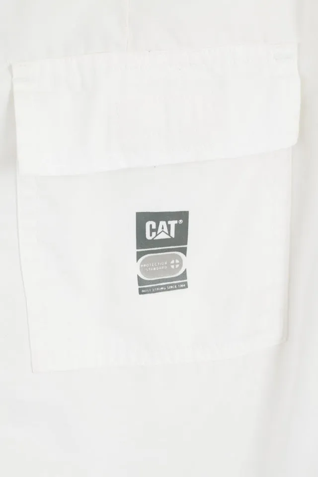 CAT Womens S Trousers White Castro Cotton Blend Lightweight Pants