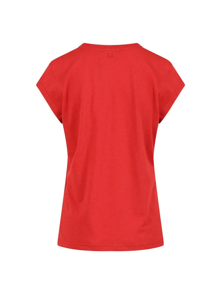 CC Heart V-Neck T-Shirt Berry Red