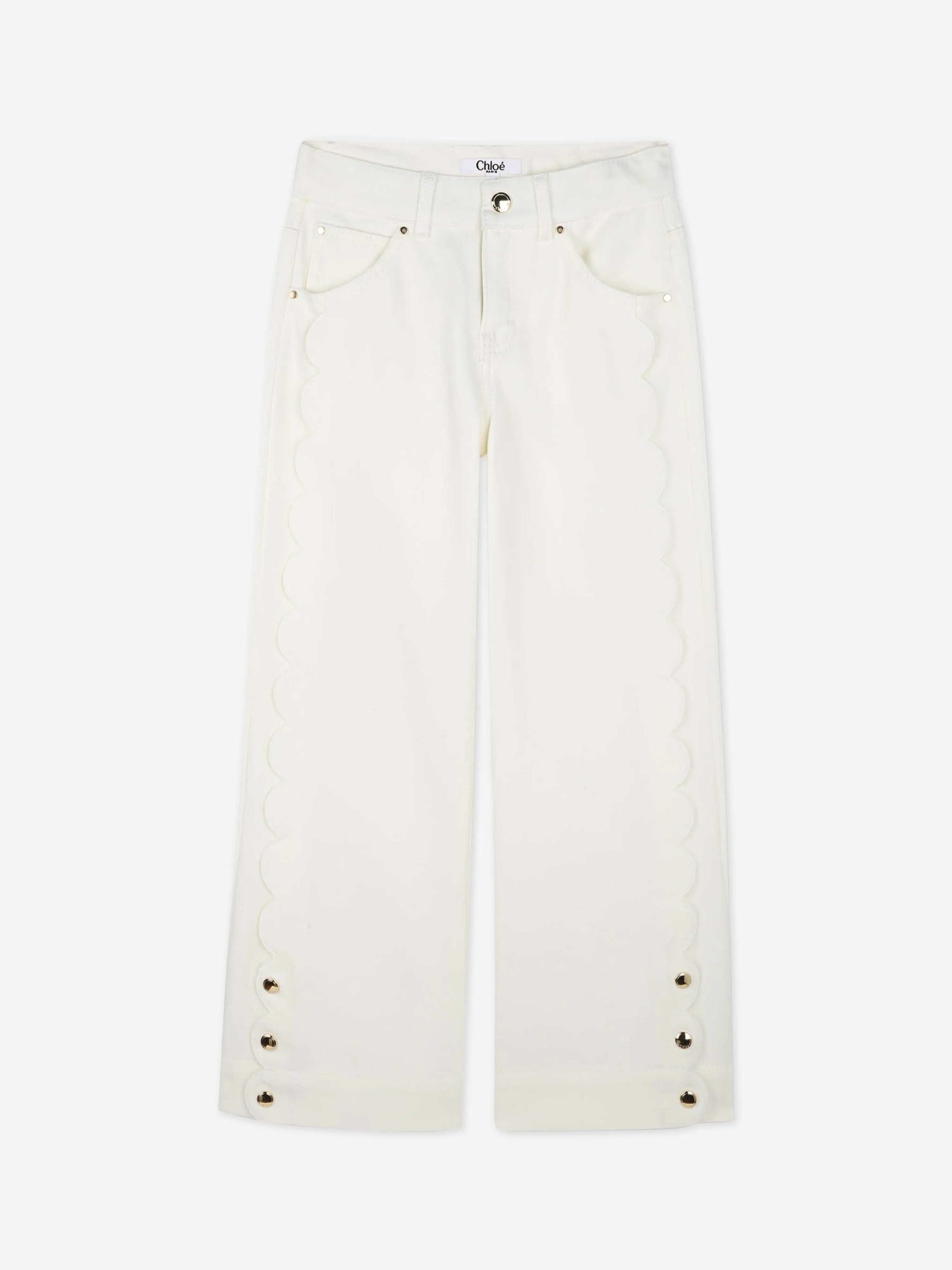 Chlo Girls Denim Trousers in Ivory