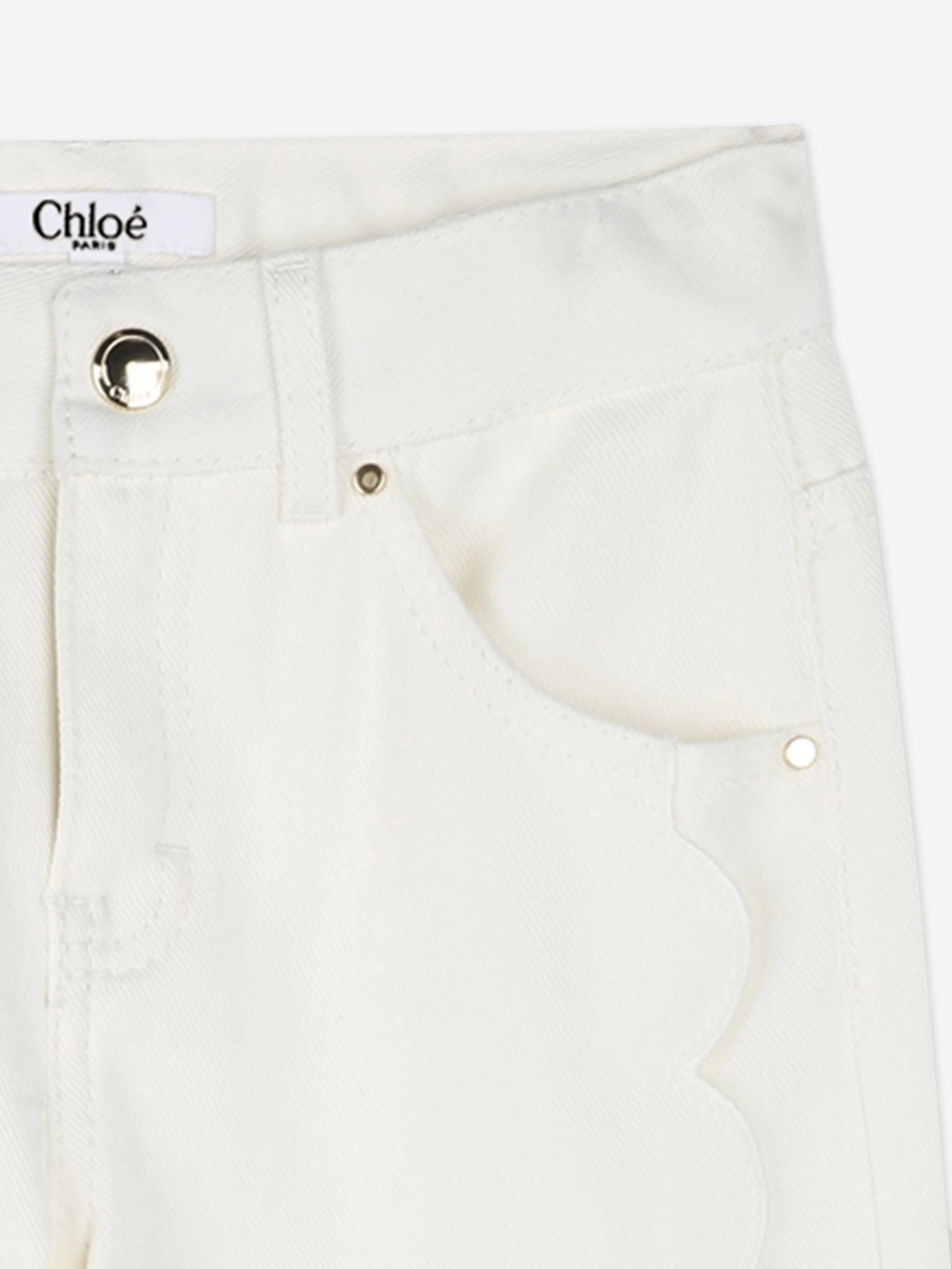 Chlo Girls Denim Trousers in Ivory