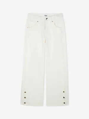 Chlo Girls Denim Trousers in Ivory