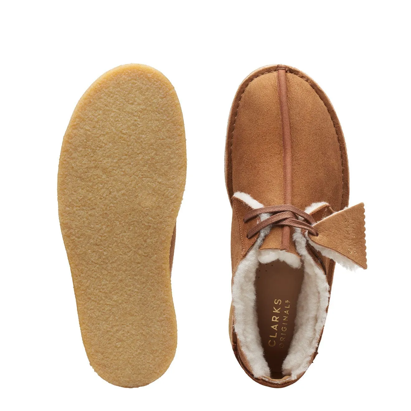 Clarks Originals Womens Desert Trek Warmlined Shoes Tan