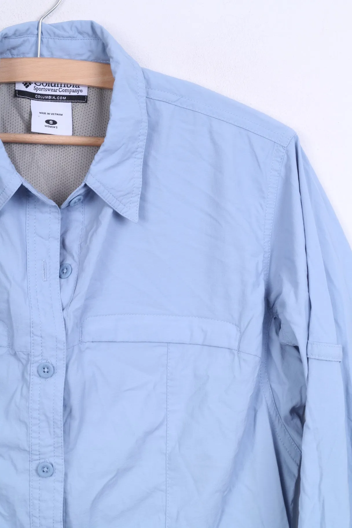 Columbia Womens S Casual Shirt Blue Nylon Top Sportswear Company