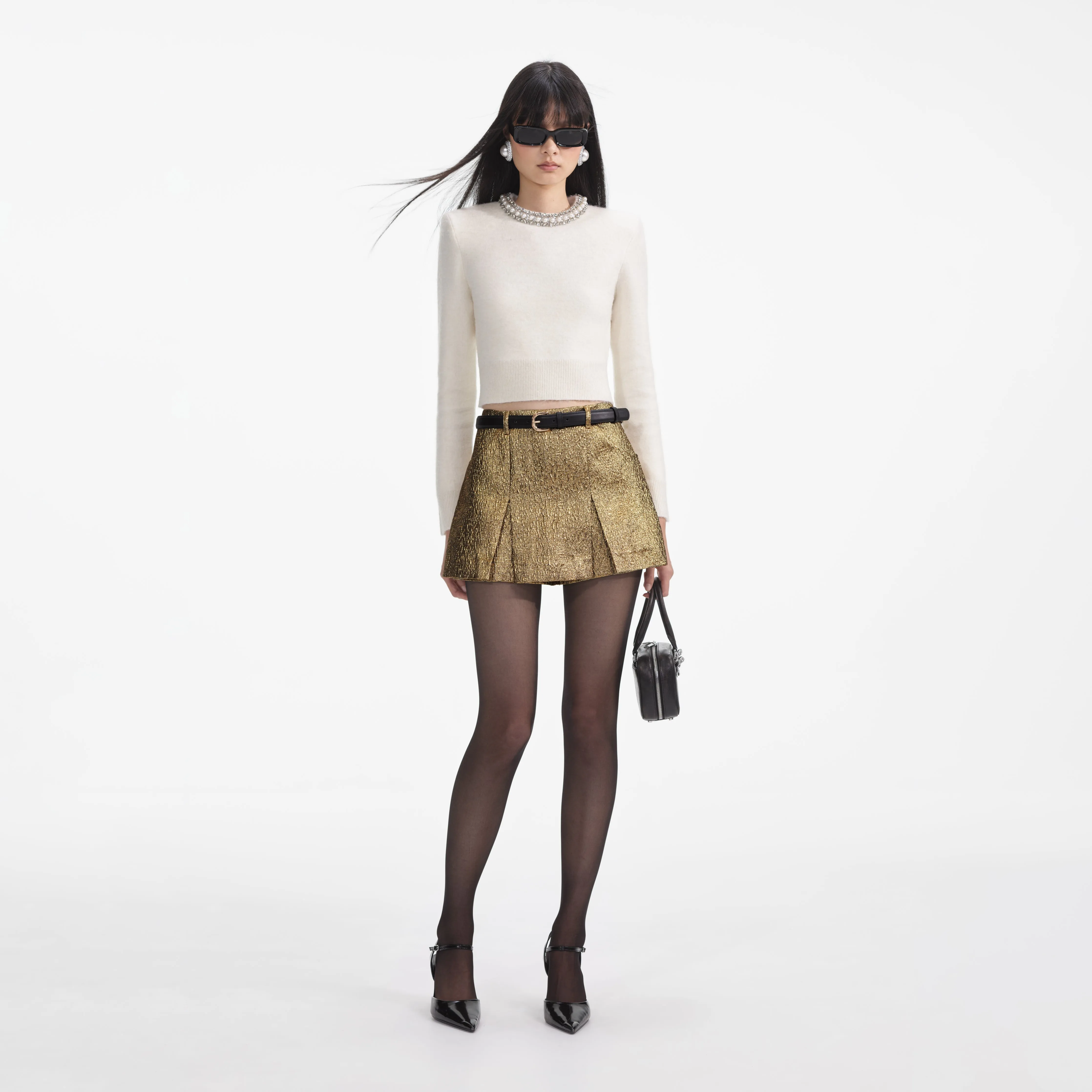Cream Embellished Knit Top Self Portrait