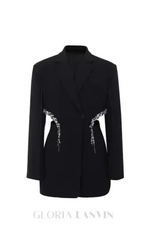 crystal-embellished cut out blazer dress in black Gloria Lanvin