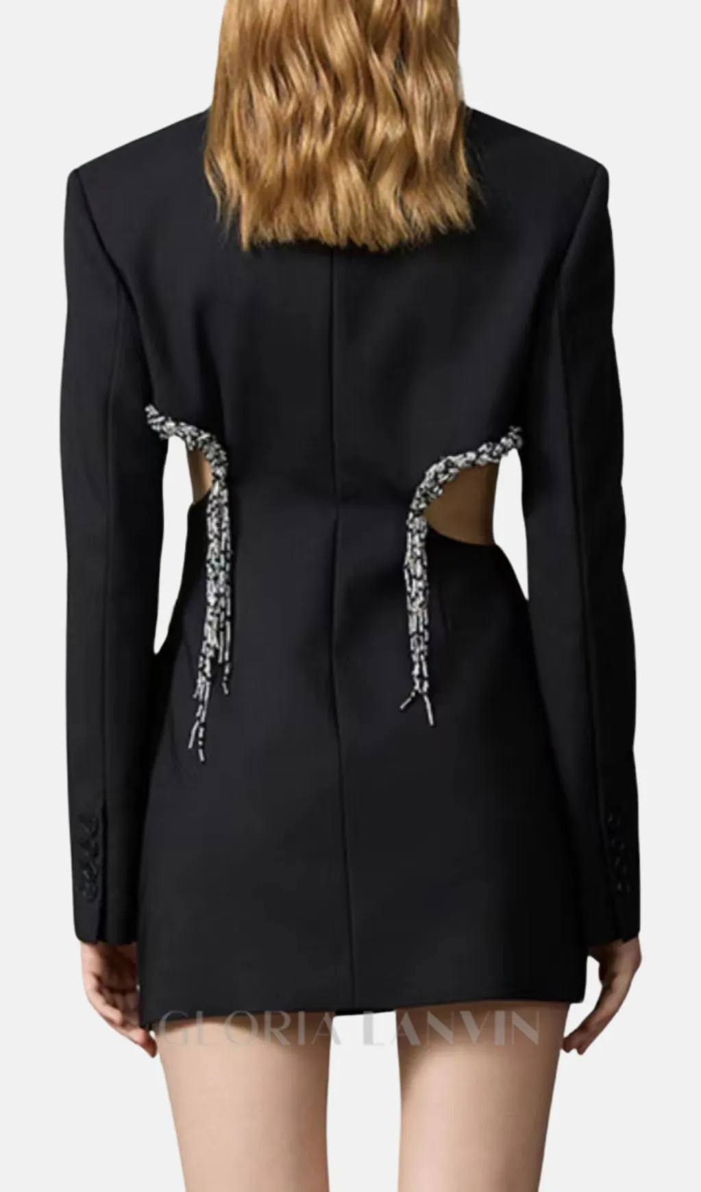 crystal-embellished cut out blazer dress in black Gloria Lanvin