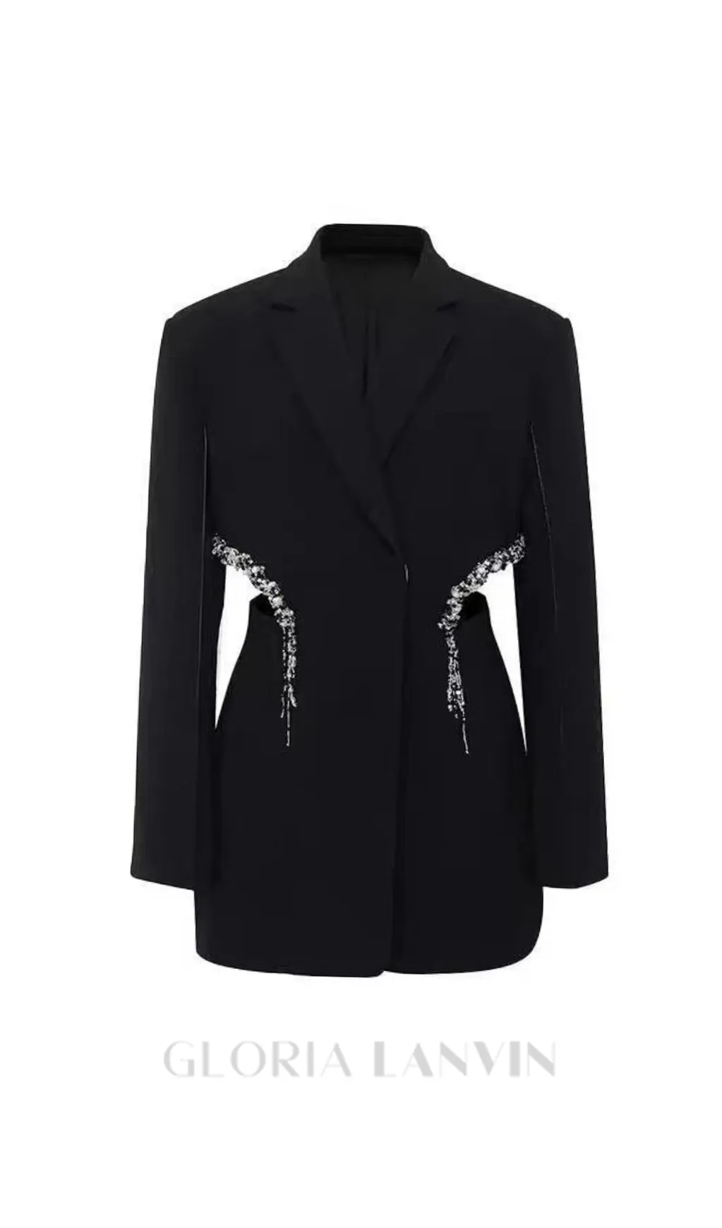 crystal-embellished cut out blazer dress in black Gloria Lanvin