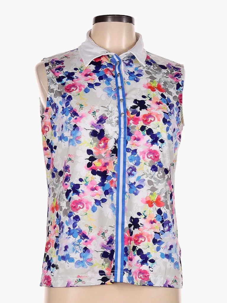 Daily Sports Women's Floral Sleeveless Snap Golf Top Size L MSP$112